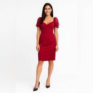 Alberta Ferretti *Raspberry* Puff Sleeve Midi Dress